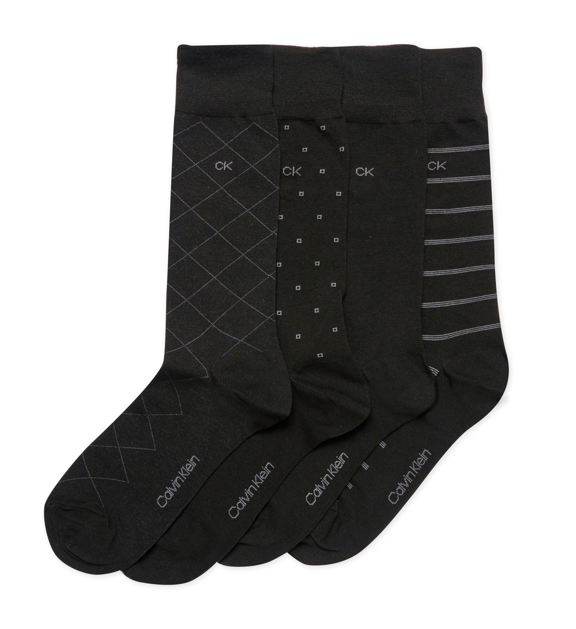 Calvin Klein Men's Dress Crew Sock - 4 Pack in Black (201DR40) | HisRoom.com