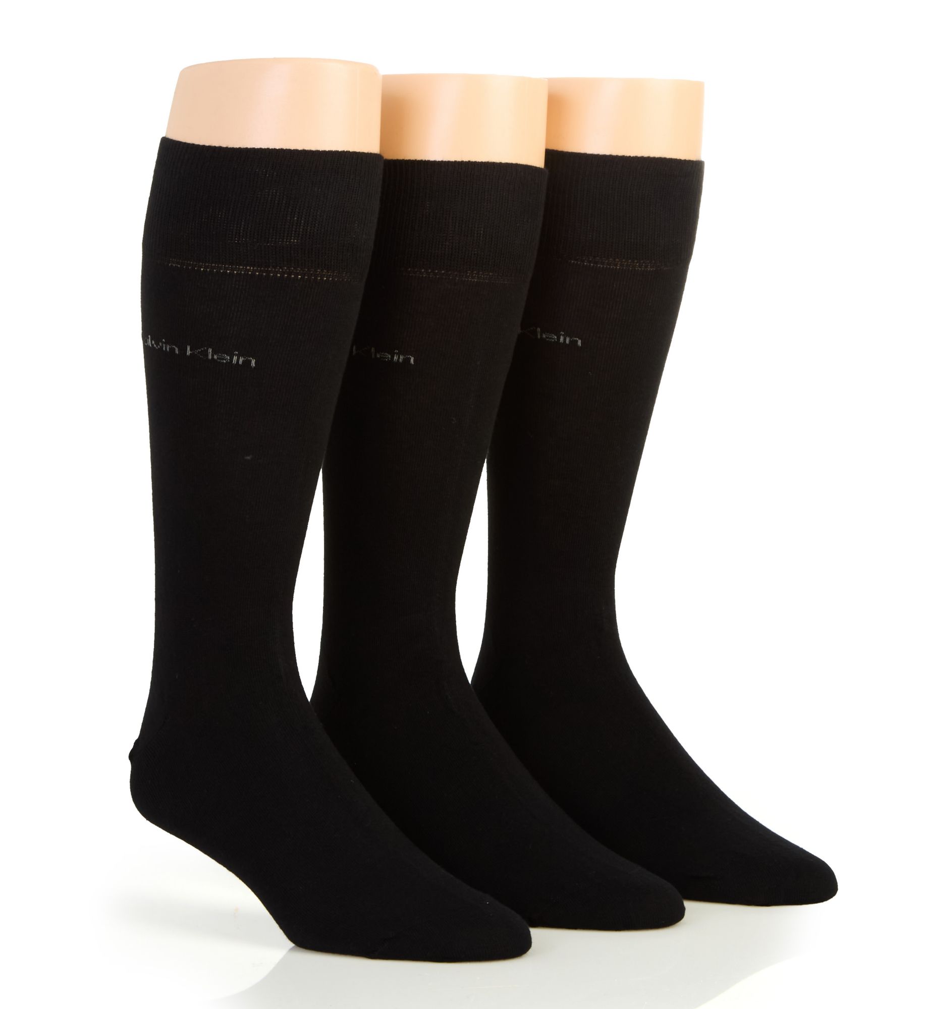 Calvin Klein Men's Flat Knit Crew Length Sock in Black (A91219) | HisRoom.com