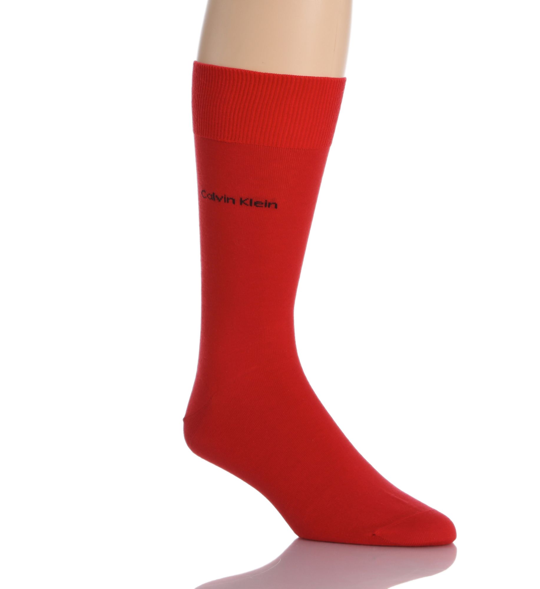 Calvin Klein Men's Giza Cotton Flat Knit Crew Sock in Red (ACL117) | HisRoom.com