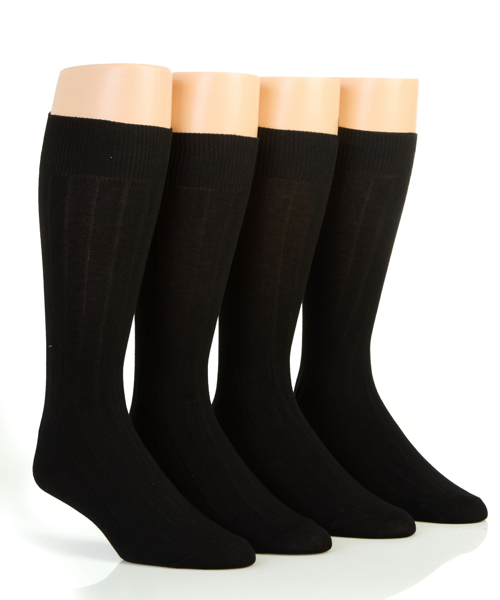 Calvin Klein Men's Solid Ribbed Dress Crew Socks - 4 Pack in Black (ACP197) | HisRoom.com