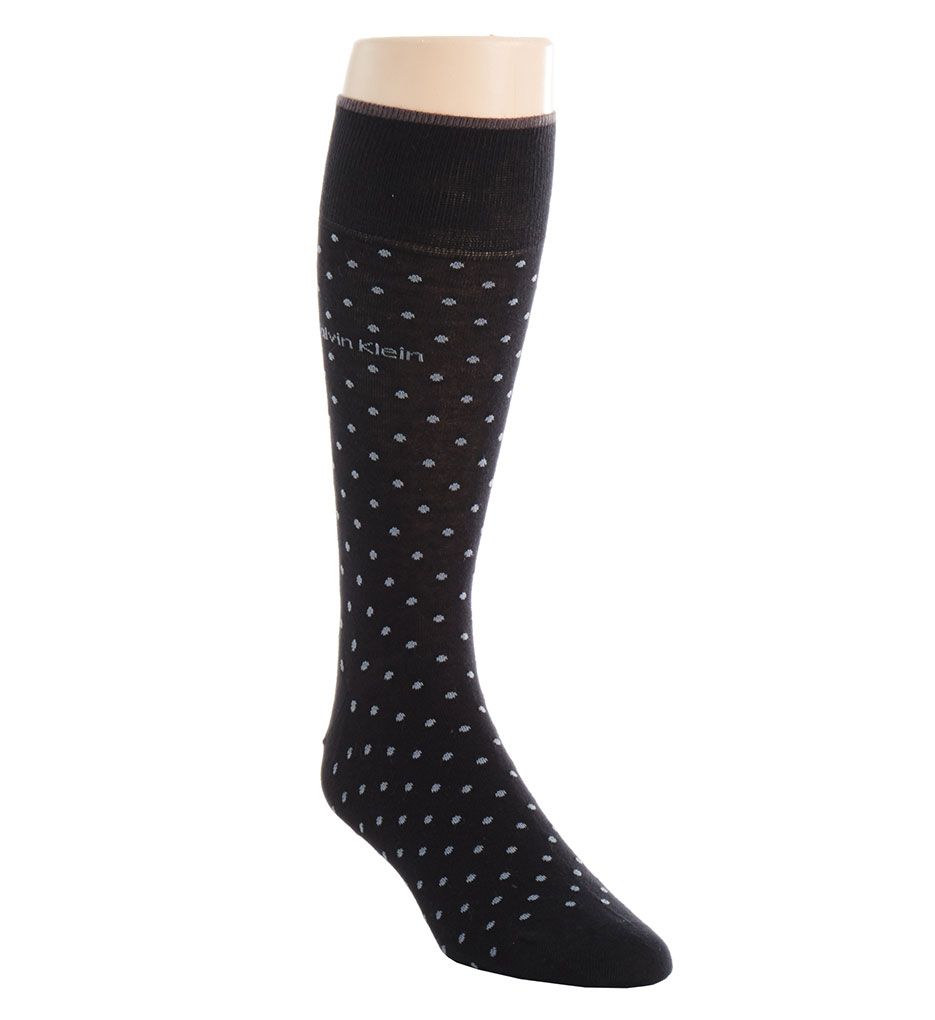 Calvin Klein Men's Giza Pin Dot Crew Sock in Black (ACW164) | HisRoom.com