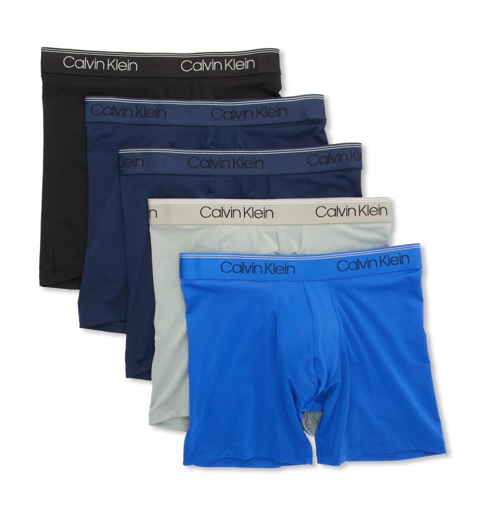 Calvin Klein Men's Micro Stretch 5-Pack Boxer Brief, 2 Blue Shadow