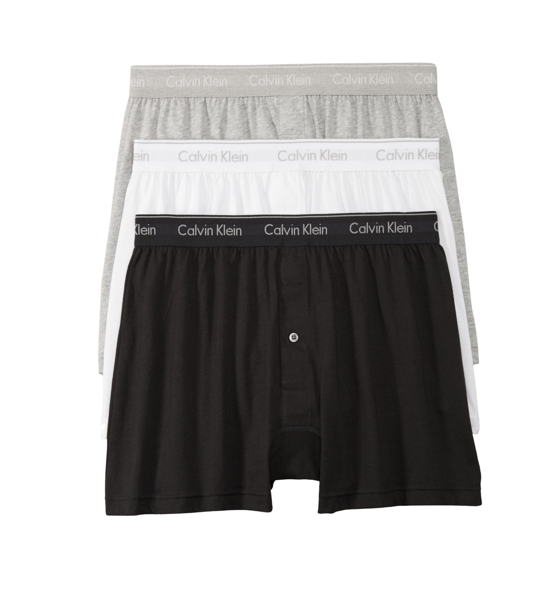 Calvin Klein Men's 3-Pack Cotton Classics Knit Boxers Underwear - Black, White, Grey