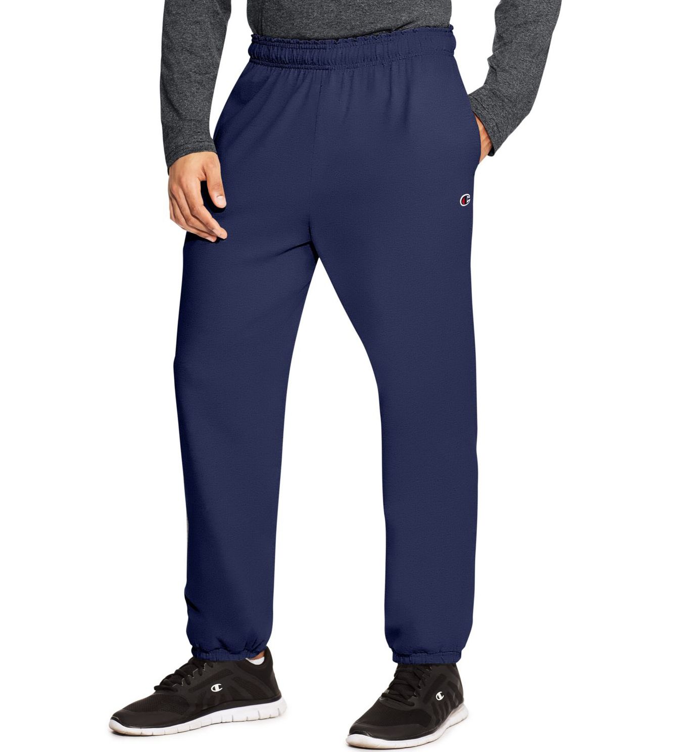 Champion Men's Authentic Jersey Closed Bottom Pant in Blue (P7310) | Size Small | HisRoom.com