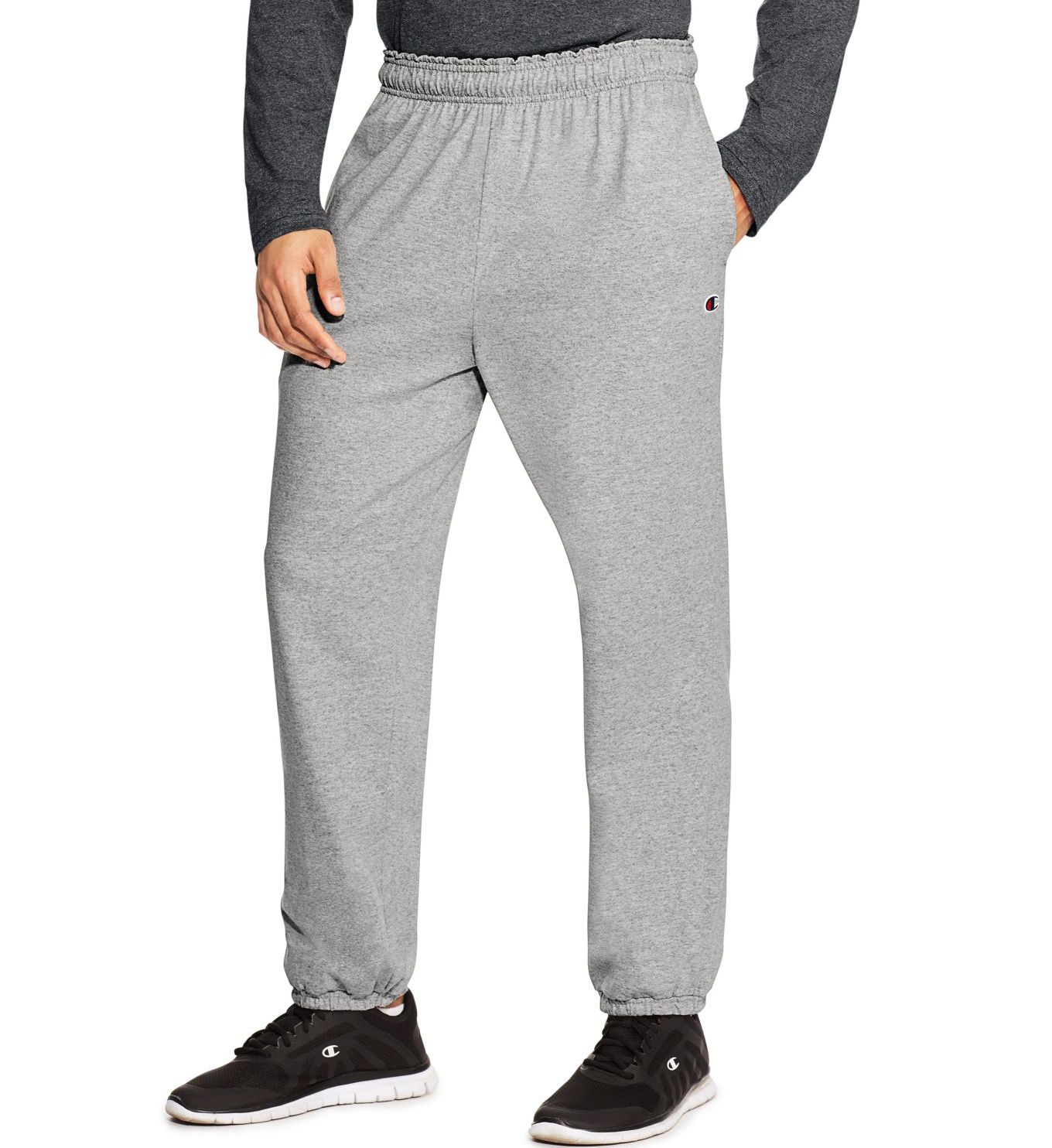 Champion Men's Authentic Jersey Closed Bottom Pant in Gray (P7310) | Size Small | HisRoom.com
