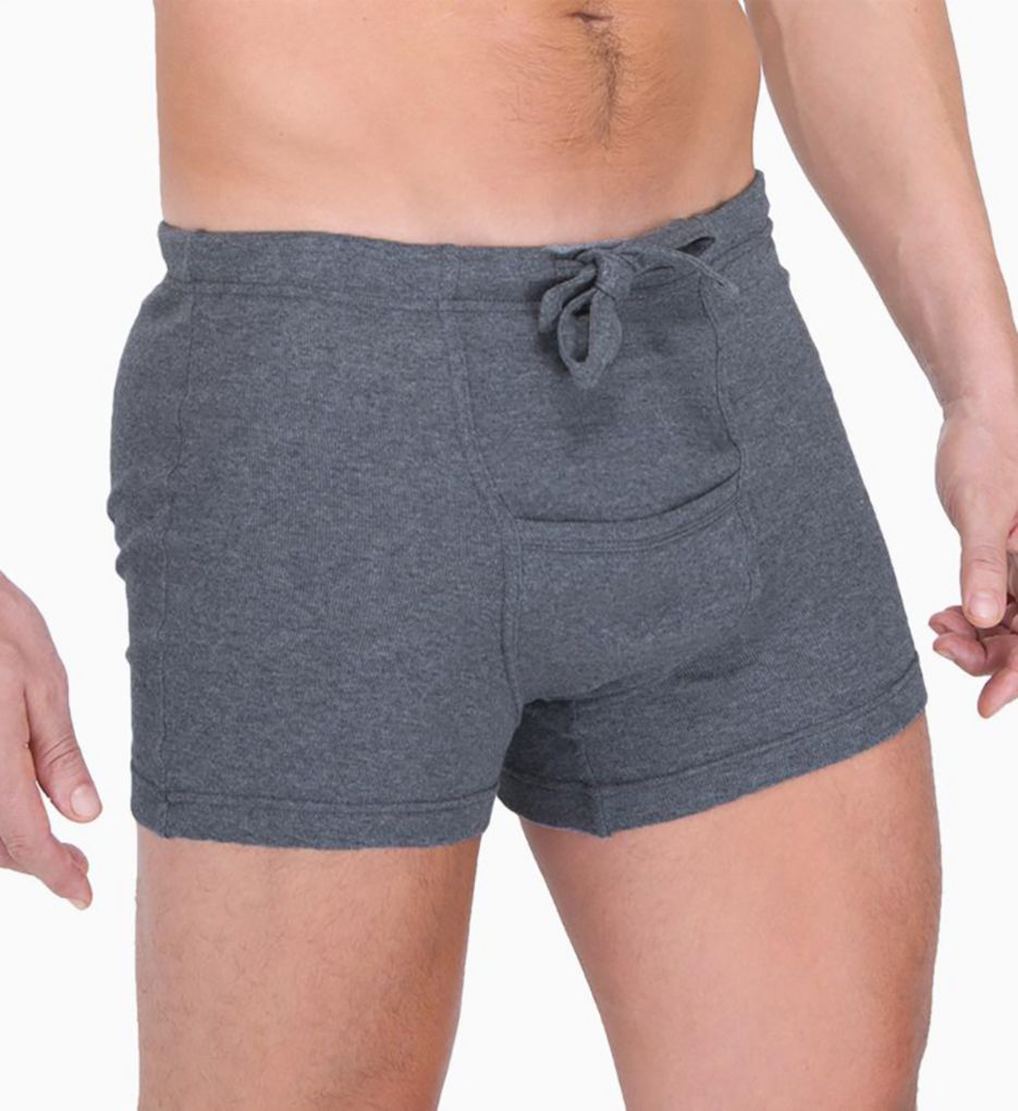 Men's Cottonique M17760 Latex Free Organic Cotton Drawstring Boxer Brief  (Natural L) 