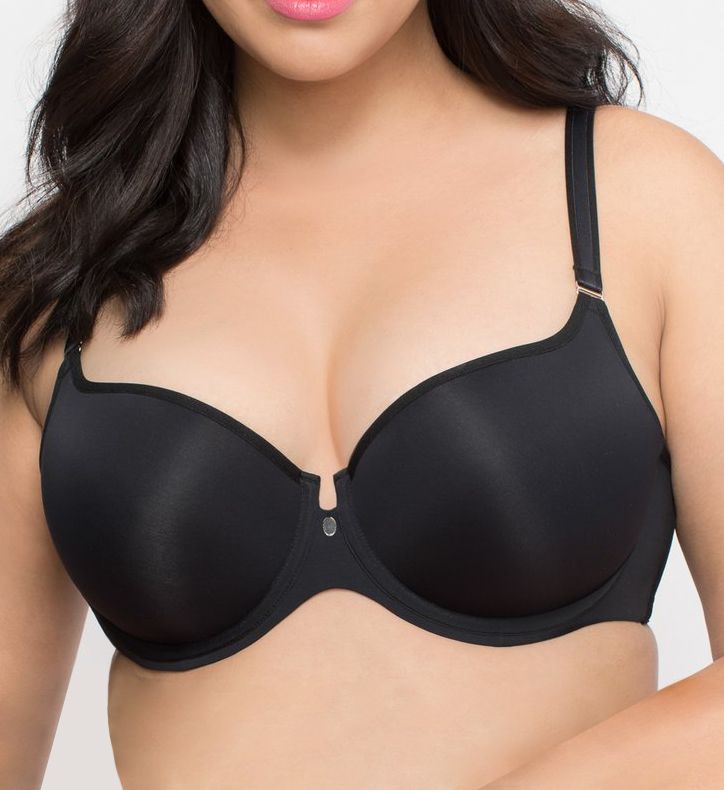 Curvy Couture 1274 Tulip Sheer Smooth T-shirt Push up Bra 42 H Black 42h  for sale online