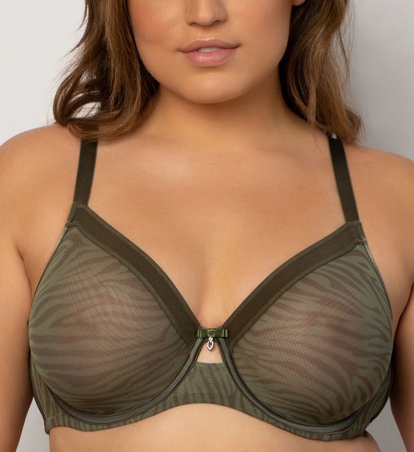 Curvy Couture 1311 Sheer Mesh Unlined Underwire Bra