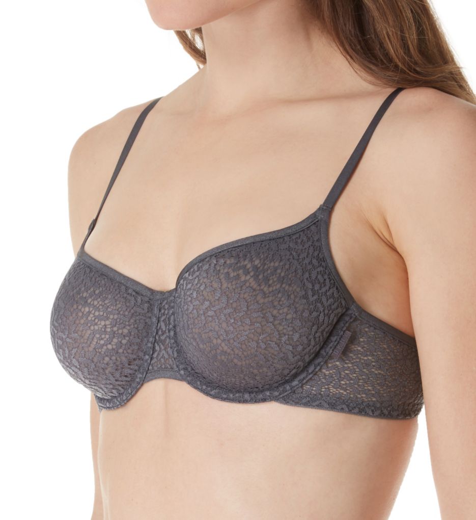 Dkny Modern Lace Unlined Demi Bra In Graphite Dk