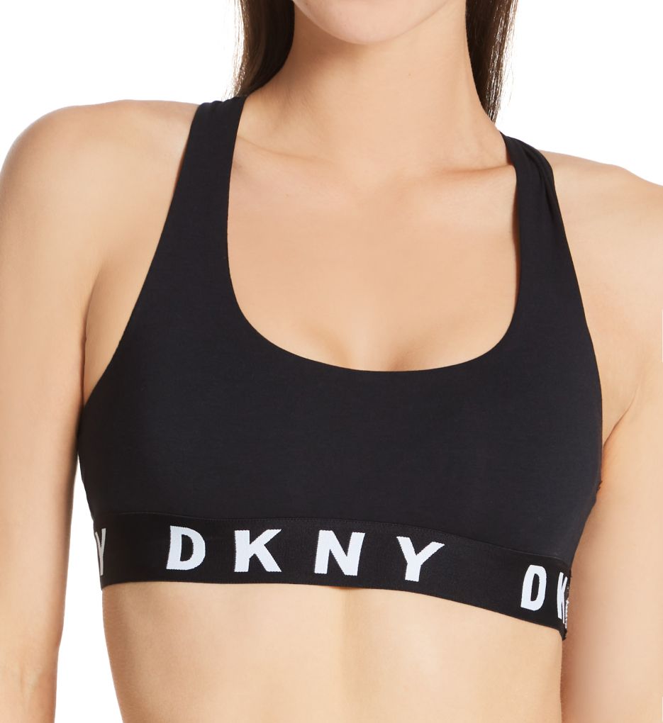 DKNY Women's Cozy Boyfriend Racerback Bralette Black/White