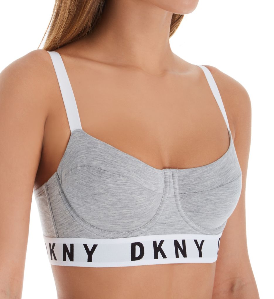 DKNY Women's Cozy Boyfriend Underwire Bra Top, White/Black, 32A