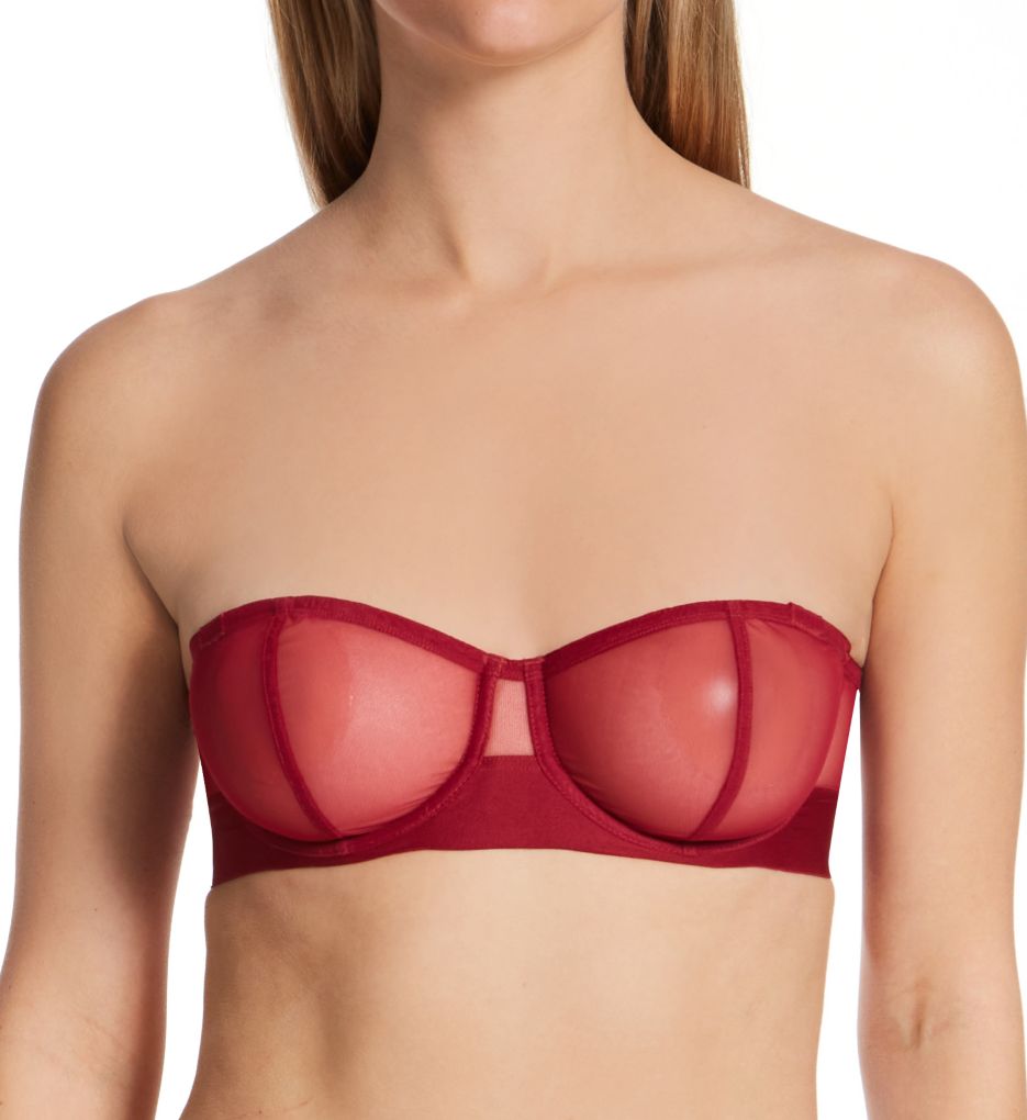 DKNY Size 34C NWT Bright Red Classic Lace Unlined Demi Bra #DK4008