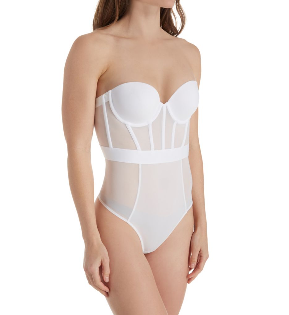 DKNY Women's 183132 Sheers Strapless Bodysuit White Size 34b for