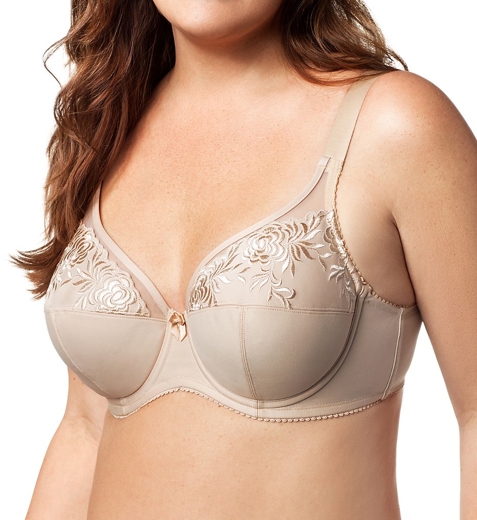 ELILA Womens ELLA Embroidered Bra style 2401 size 36H Nude