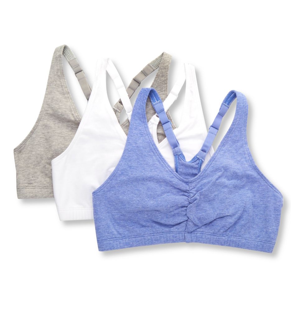 Fruit Of The Loom 90011 Shirred Front Racerback Sports Bra - 3 Pack