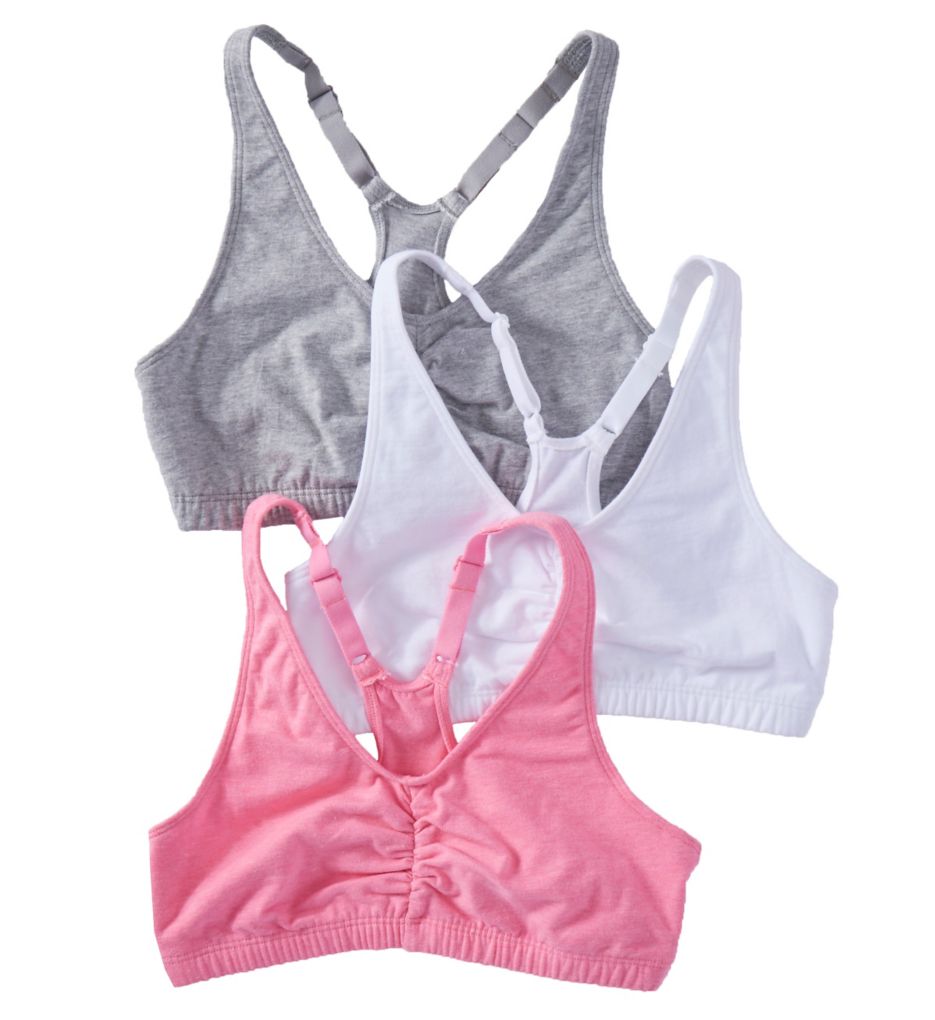 Fruit Of The Loom 90011 Shirred Front Racerback Sports Bra - 3 Pack