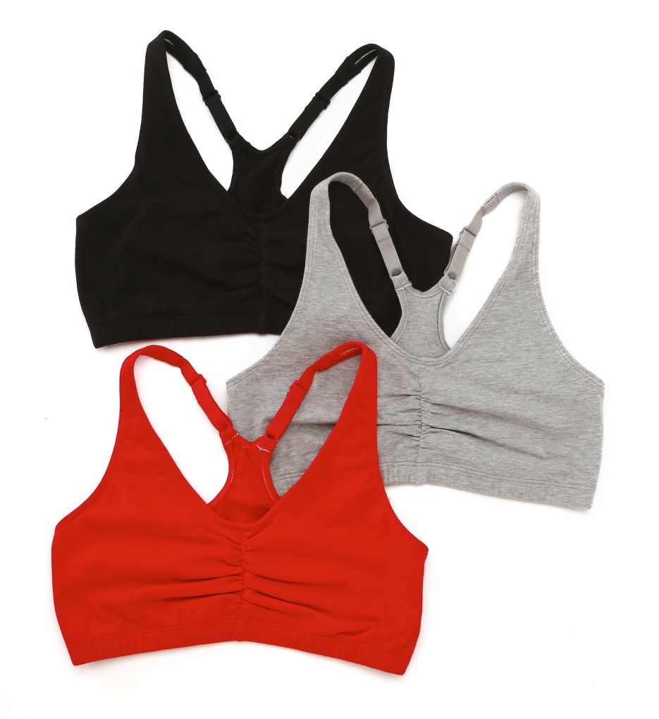 Fruit of the Loom Womens Cotton Front Close Racerback Sports Bra 2 Pack