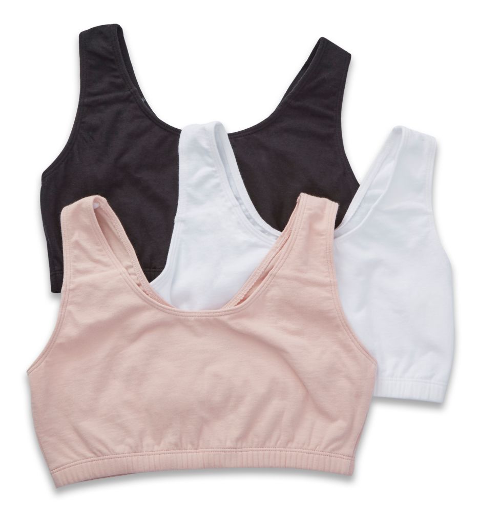 Women's Fruit Of The Loom 9012 Tank Style Sports Bra - 3 Pack  (KALEIDOSCOPE/WHT/PEACH 42)