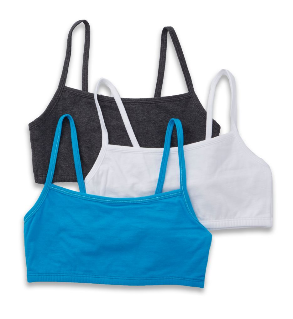 Fruit Of The Loom Girls' Spaghetti Strap Sports Bra 3-pack Grey