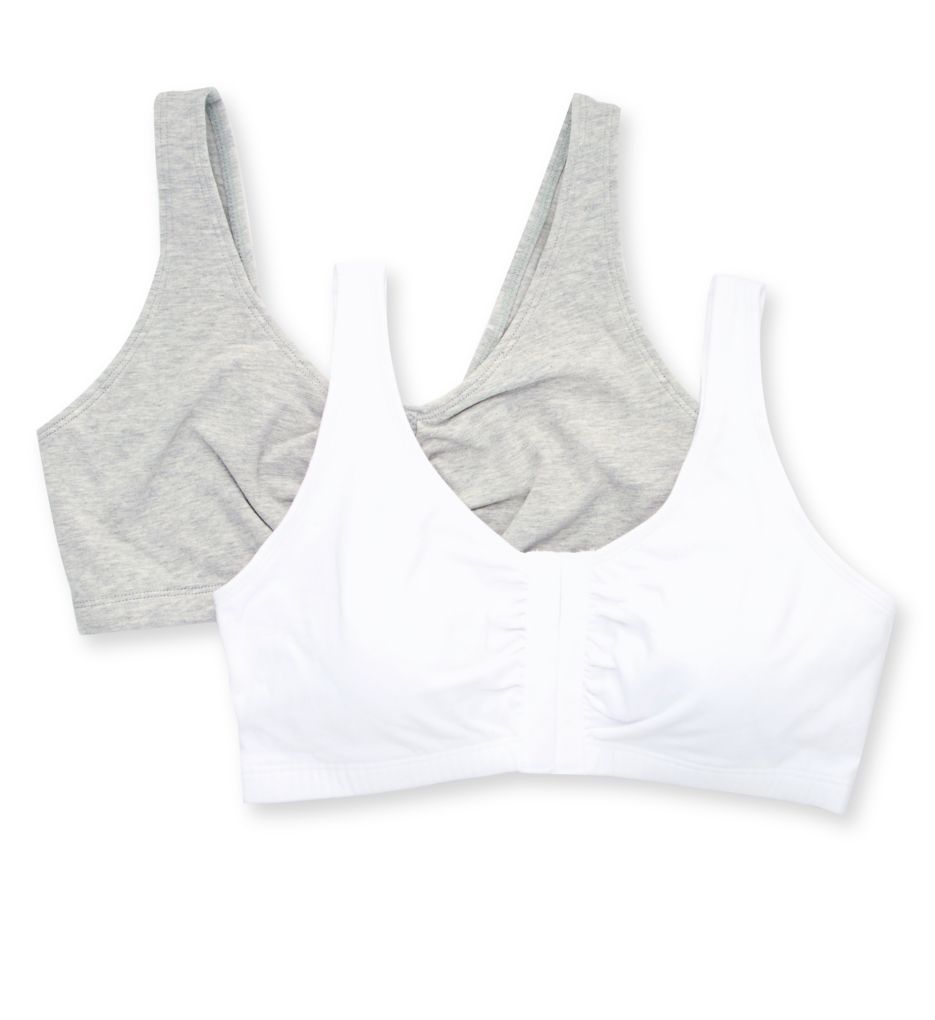 Fruit of The Loom Women's Comfort Front Close Cotton Sports Bra, 2 Pack