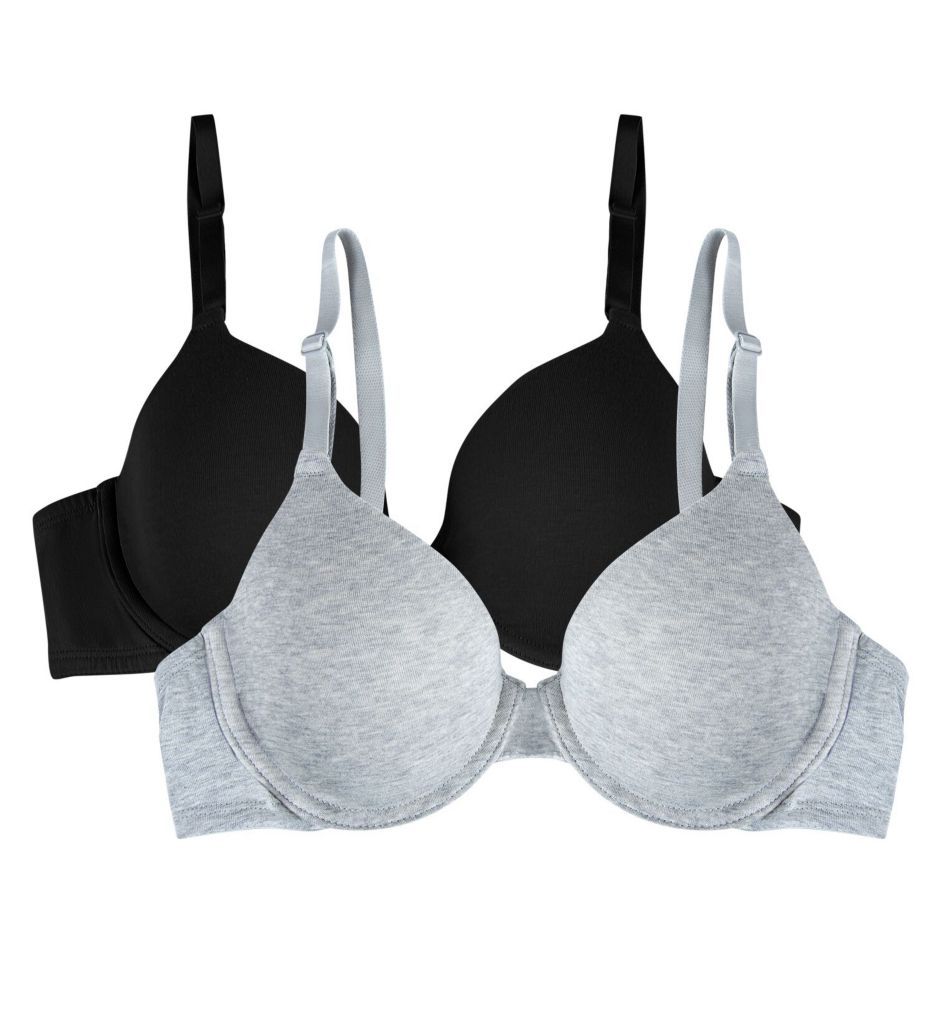 Women's Fruit Of The Loom FT797 Lightly Lined T-Shirt Bra - 2 Pack (White/heather  grey 38A) 