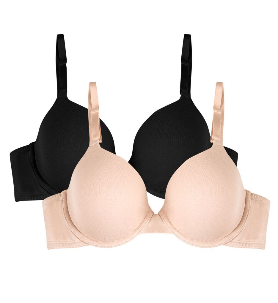 Women's Fruit Of The Loom FT797 Lightly Lined T-Shirt Bra - 2 Pack  (White/Blushing rose 34DD) 