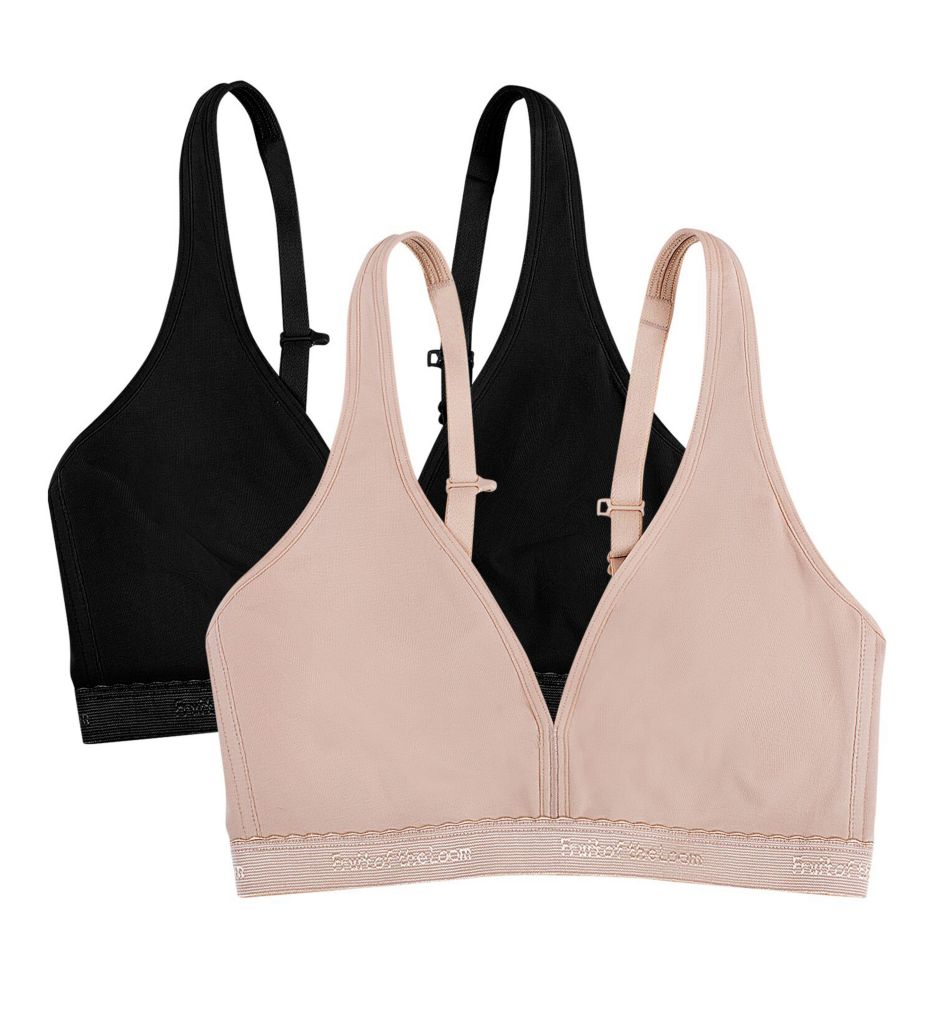 Lightly Lined Wirefree Bra - 2 Pack Black/White 34C by Fruit Of The Loom