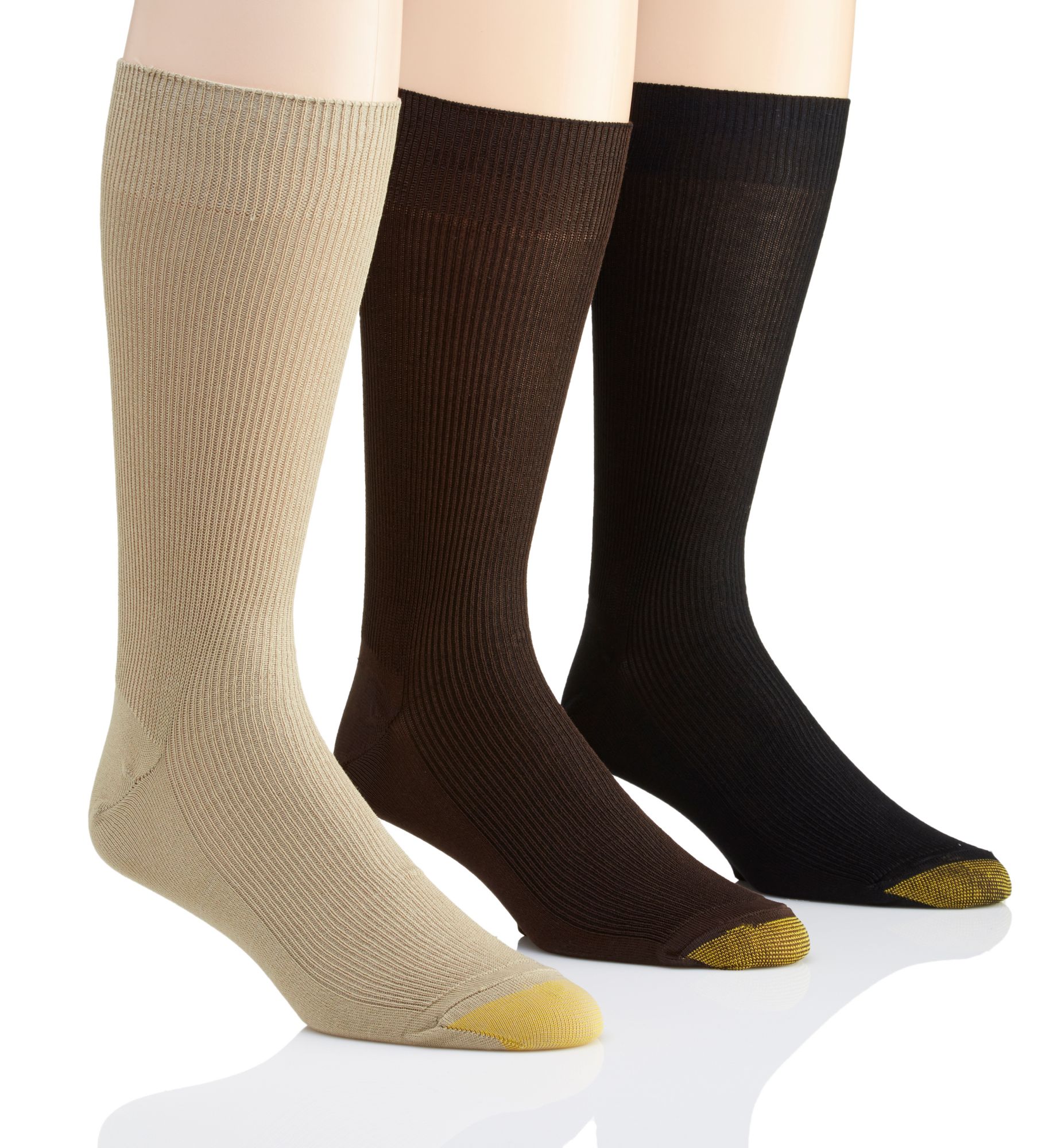 Gold Toe Cotton Metropolitan Dress Mens 3 Pair Crew Socks, One Size, Gray