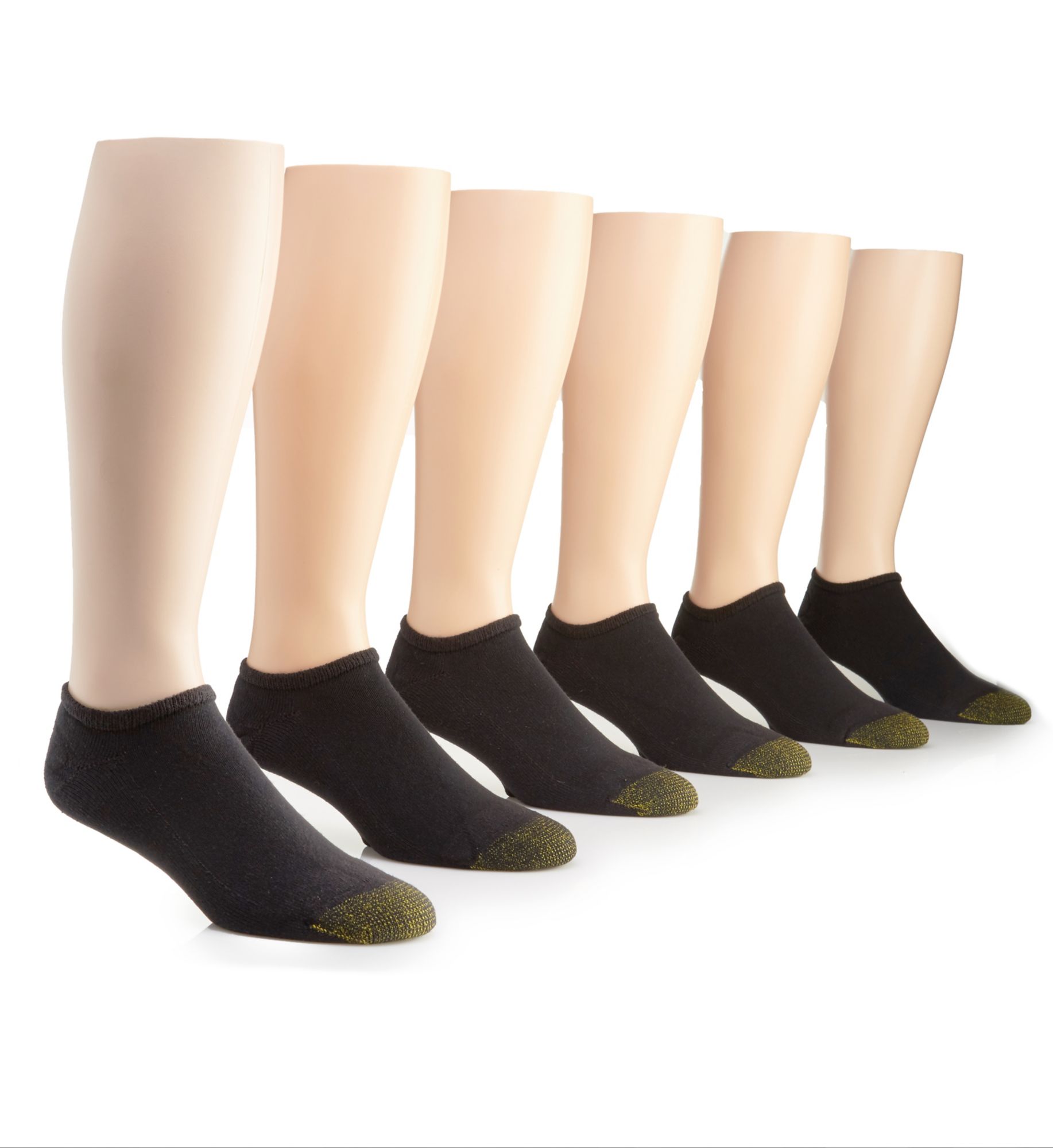 Gold Toe Athletic Sport Mens Multi-Pack 6 Pair Big and Tall No Show Socks, 13-15, Black