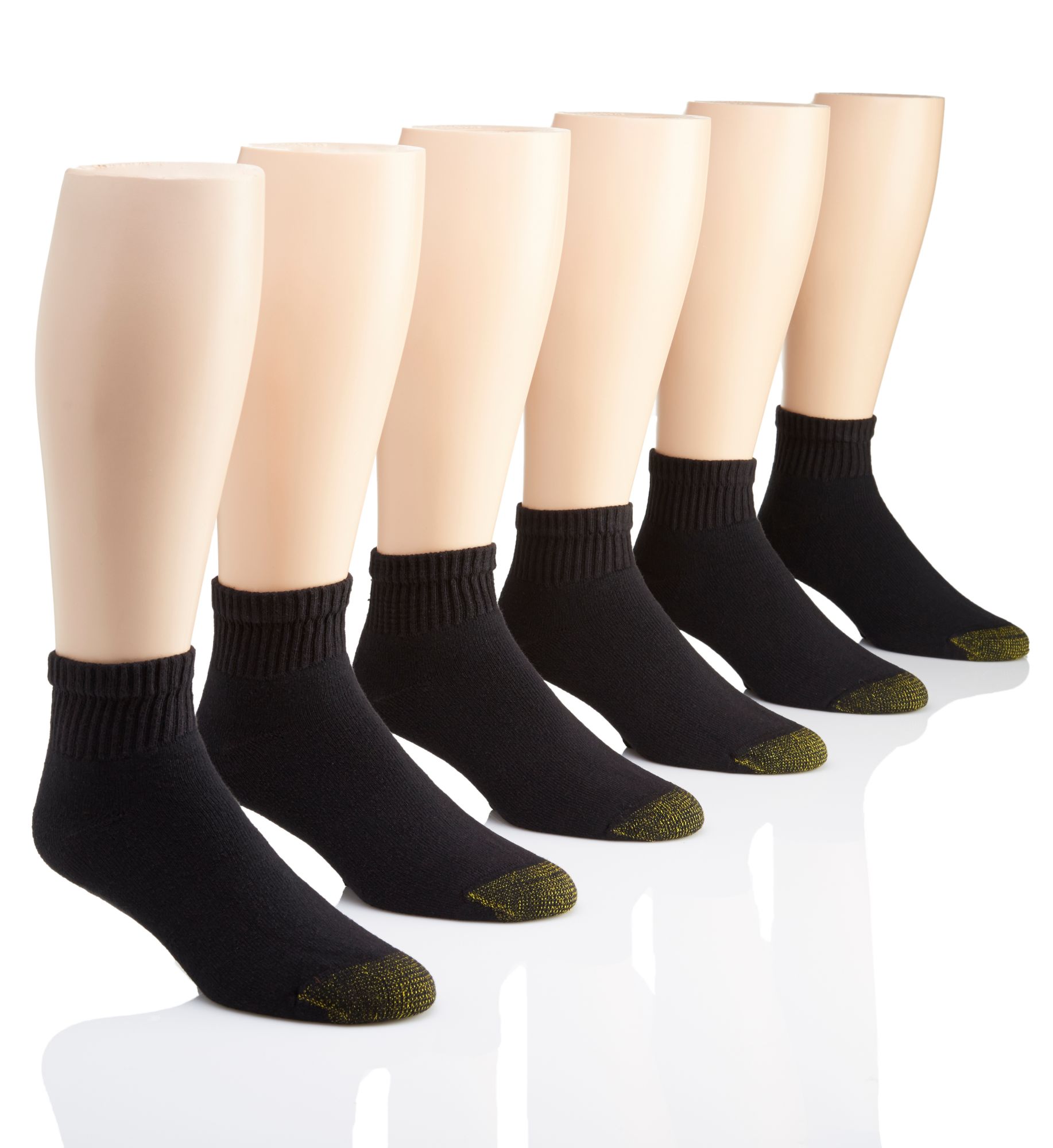 Gold Toe Athletic Sport Mens Breathable 6 Pair Big and Tall Quarter Ankle Socks, 13-15, Black