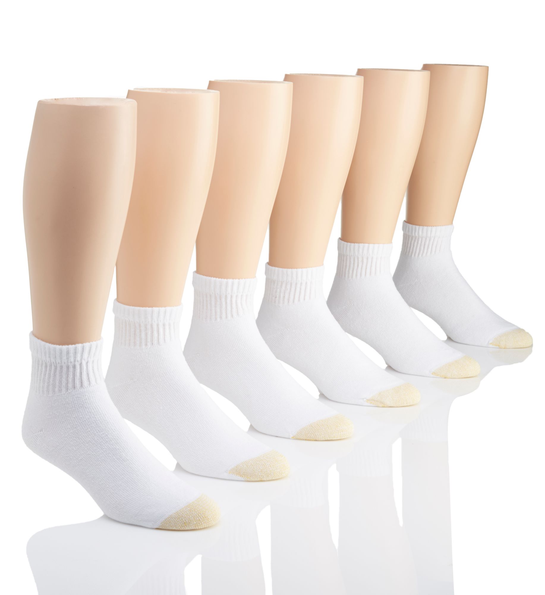Gold Toe Athletic Sport Mens Breathable 6 Pair Big and Tall Quarter Ankle Socks, 13-15, White