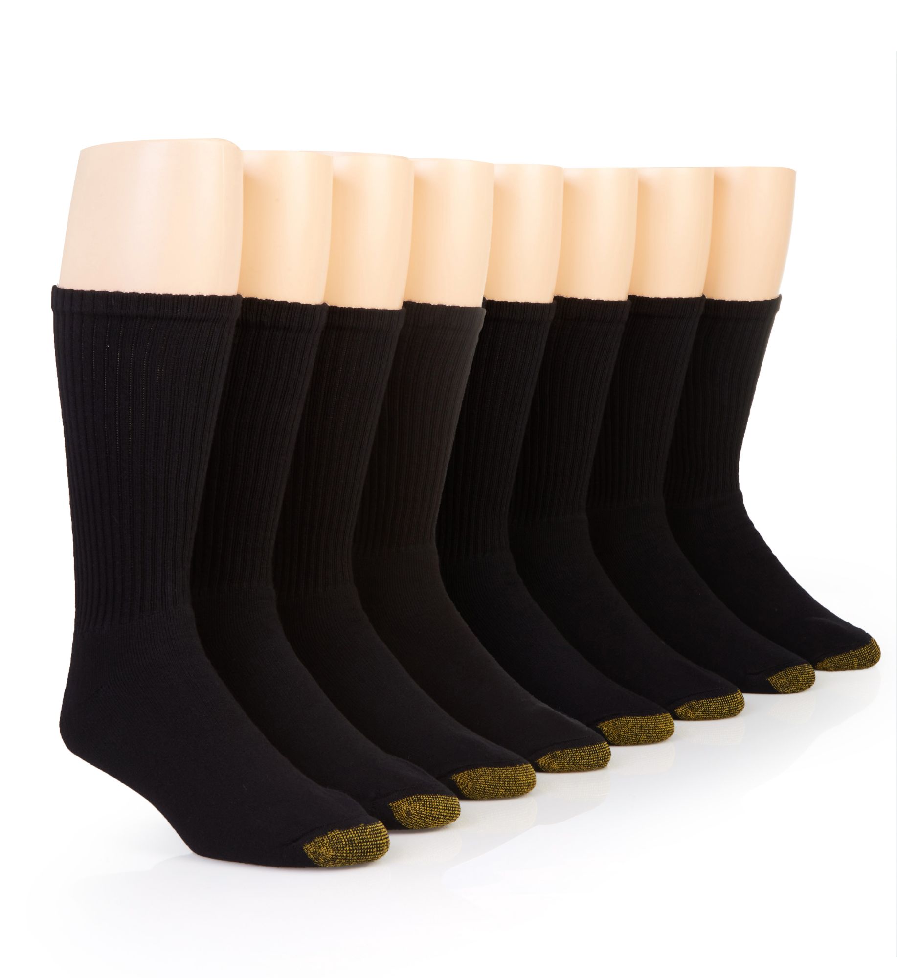 Gold Toe Men's Cushioned Cotton Crew Socks - 8 Pack in Black (656SB) | HisRoom.com