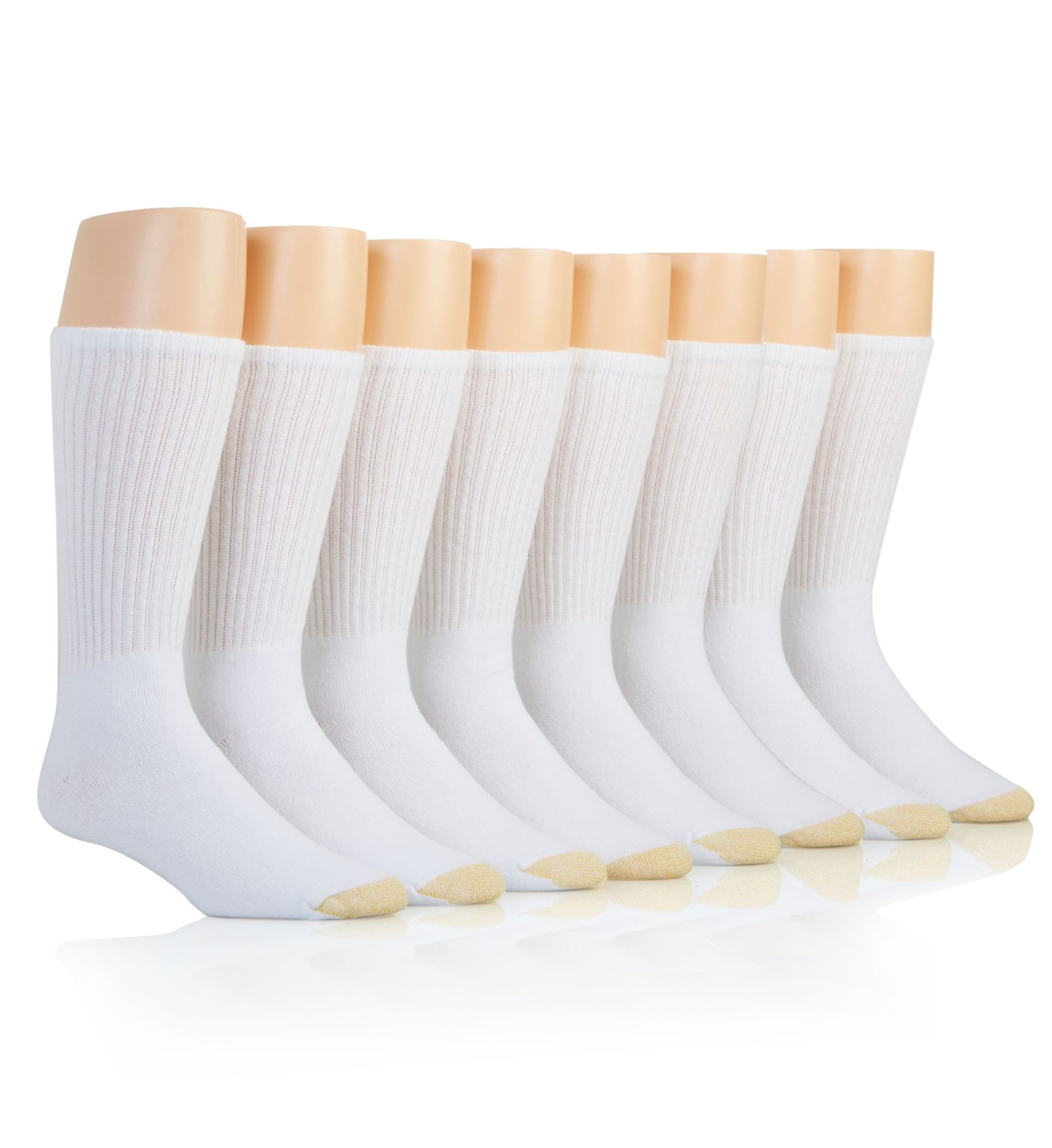 Gold Toe Men's Cushioned Cotton Crew Socks - 8 Pack in White (656SB) | HisRoom.com