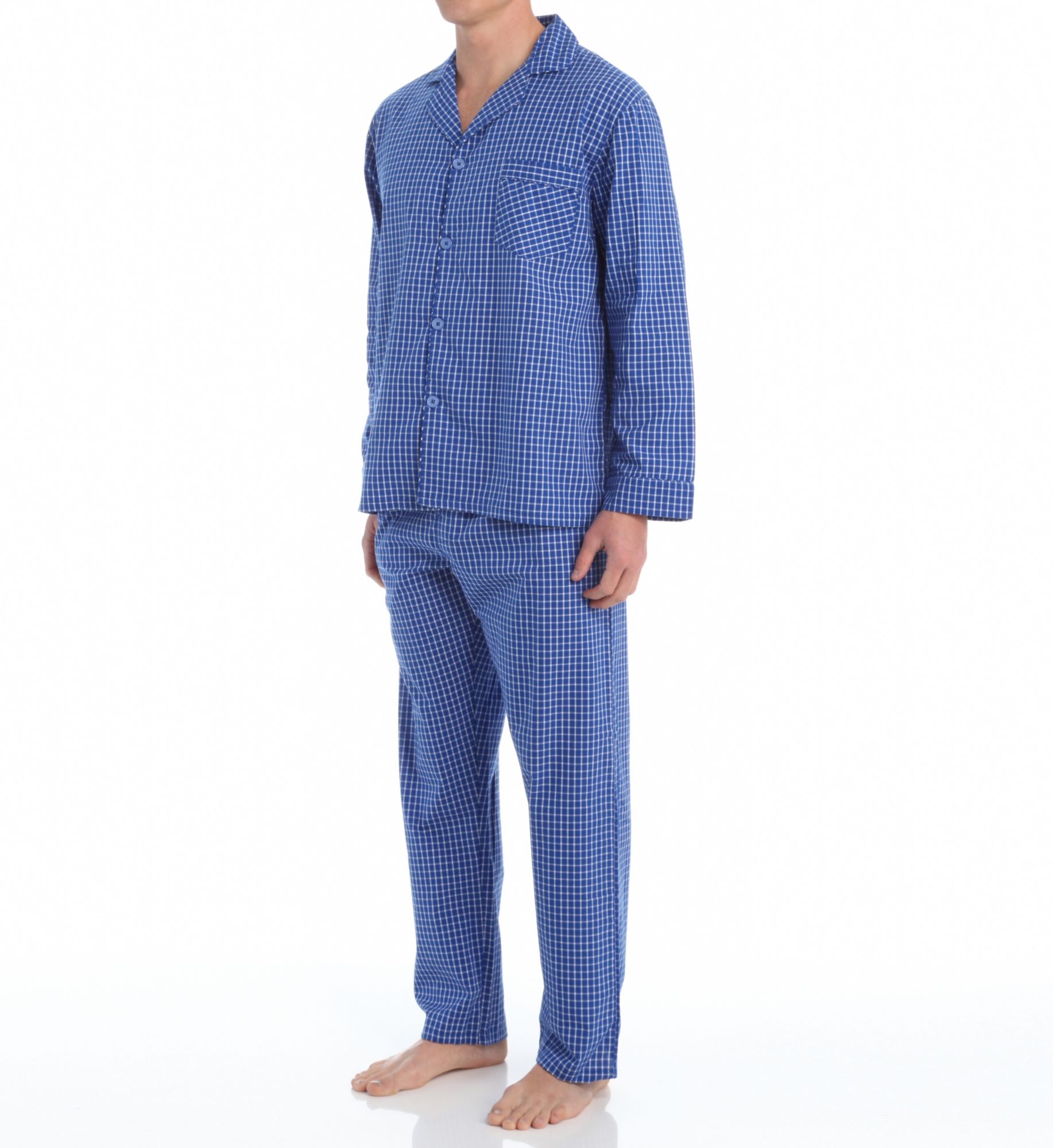 Hanes Men's Classics Broadcloth Woven Pajama Set in Blue (4016) | Size XL | HisRoom.com