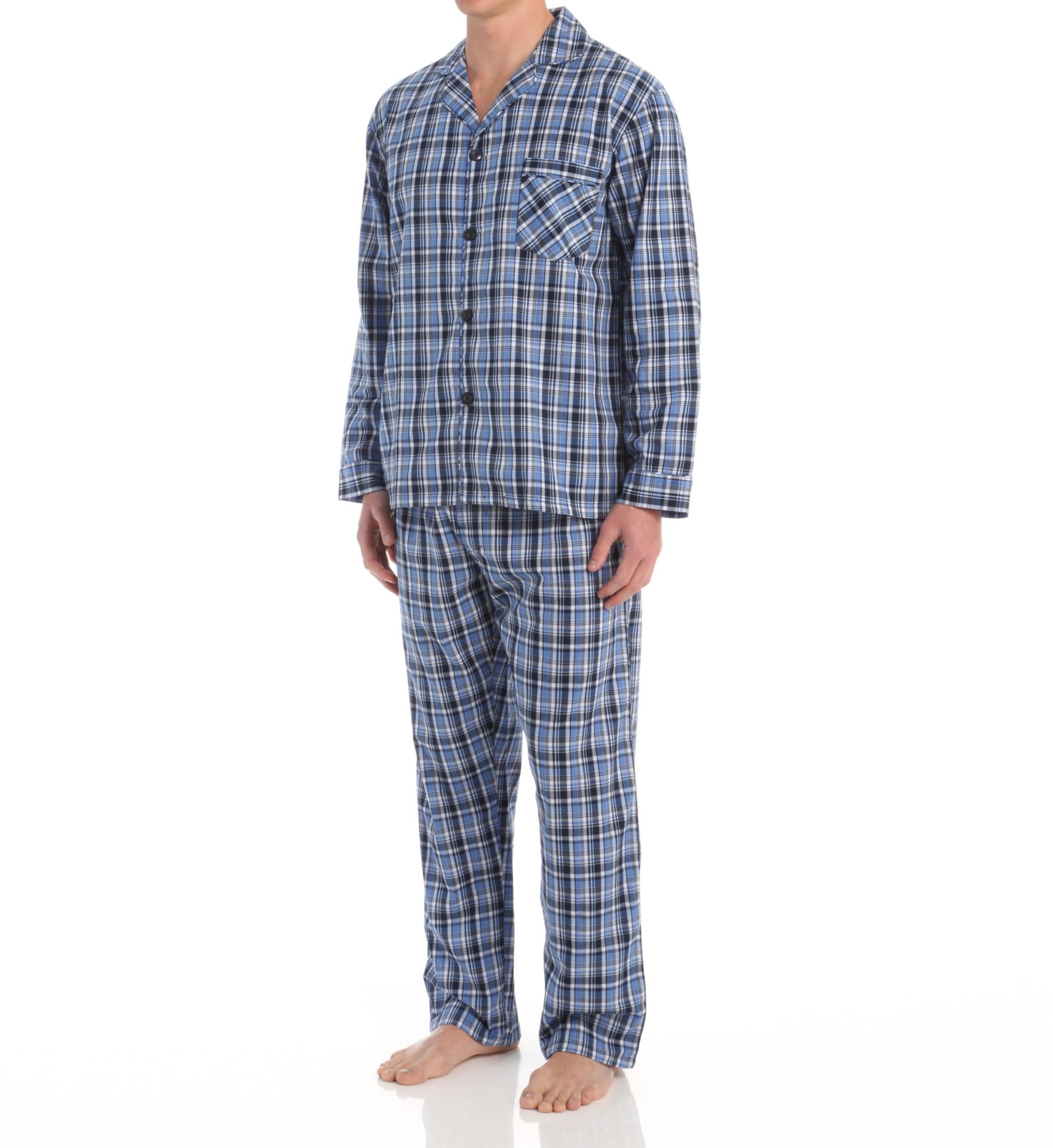 Hanes Men's Tall Man Classics Broadcloth Woven Pajama Set in Blue (4016T) | Size 3XL | HisRoom.com
