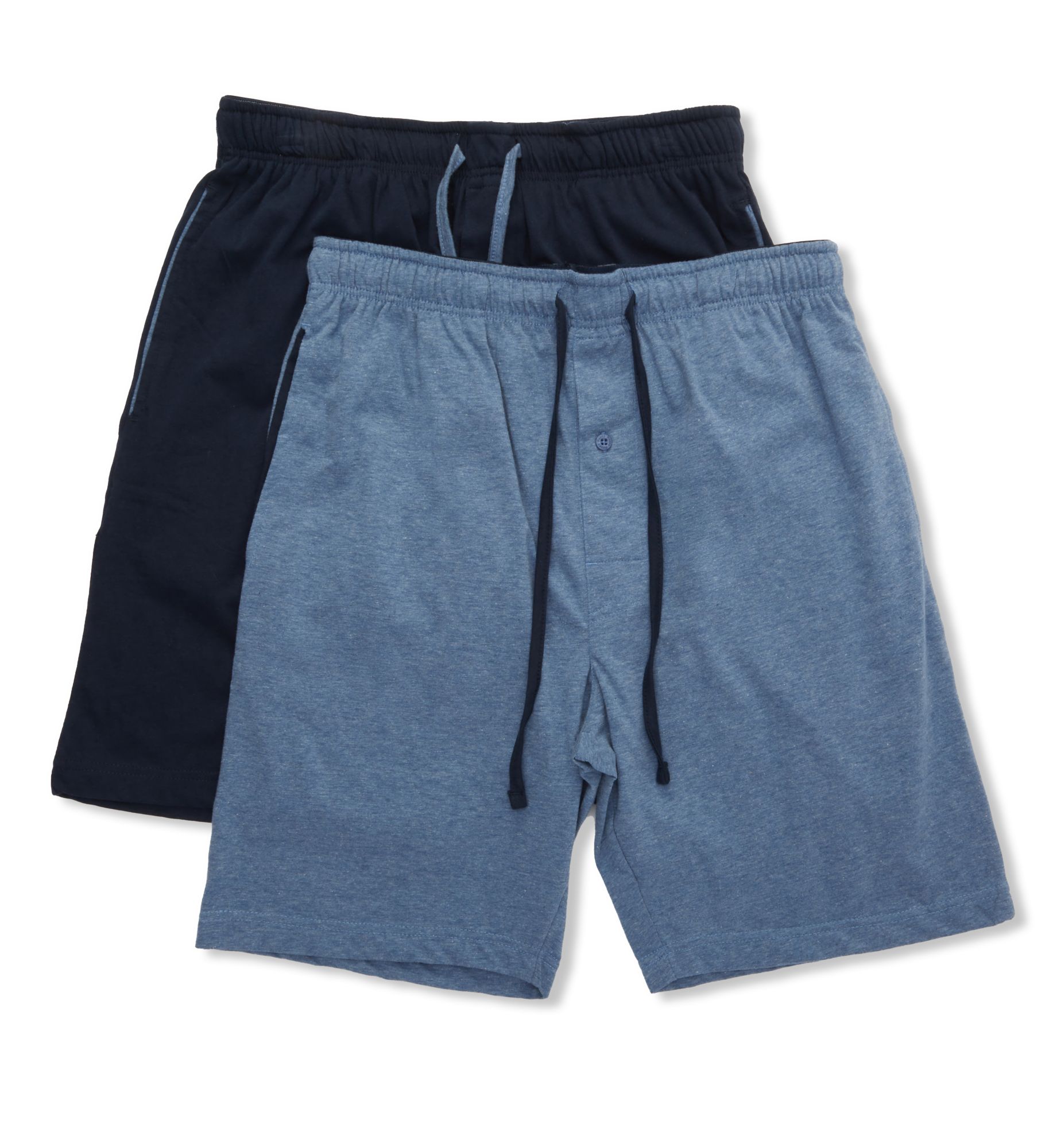 Hanes Men's Classic Cotton Blend Lounge Short - 2 Pack in Blue (4034A) | Size Medium | HisRoom.com