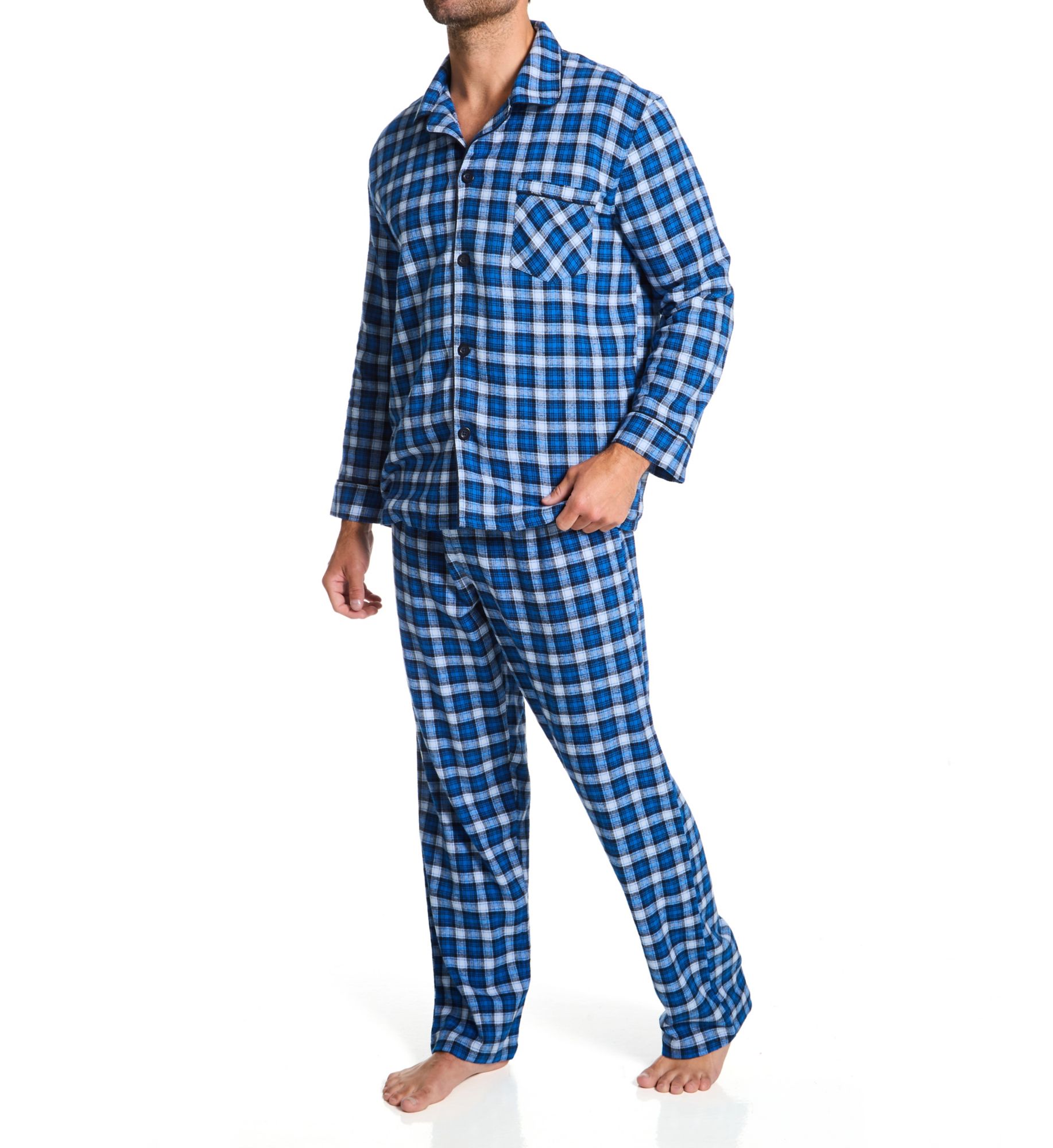 Hanes Men's Plaid Flannel Pajama Set (4039) | Size Medium | HisRoom.com