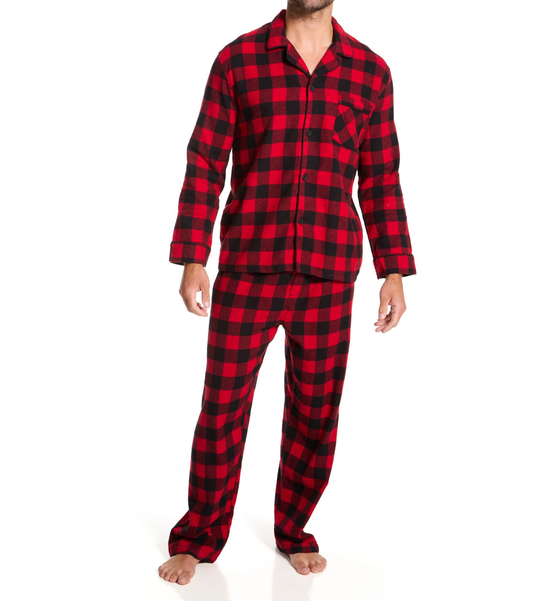 Hanes Mens Flannel Round Neck Long Sleeve 2-pc. Big and Tall Pajama Set, 4x-large Tall, Red