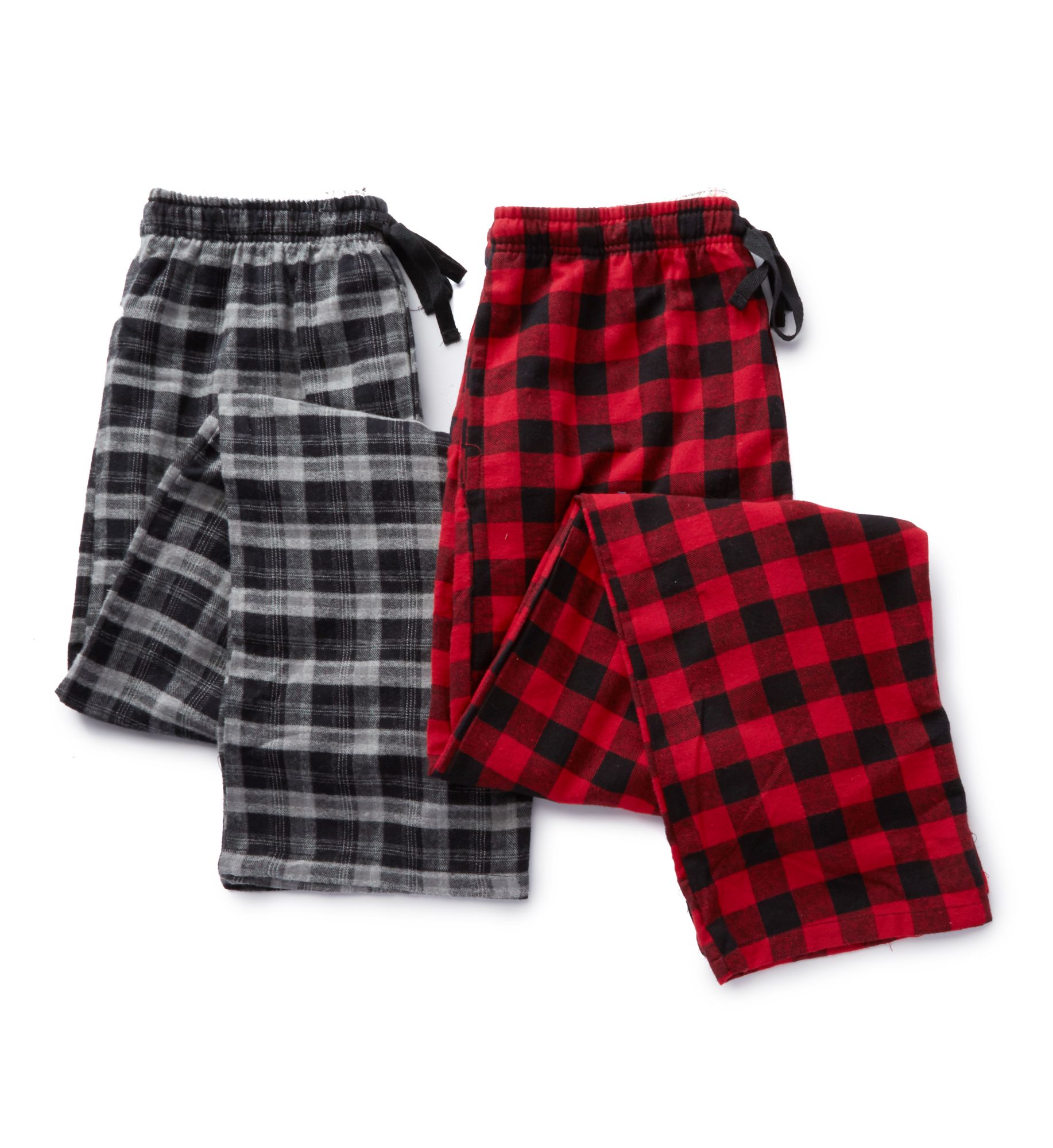 Hanes Men's Big and Tall Flannel Sleep Pant, 2 Pack - Red/Black Buffalo Check and Black Plaid