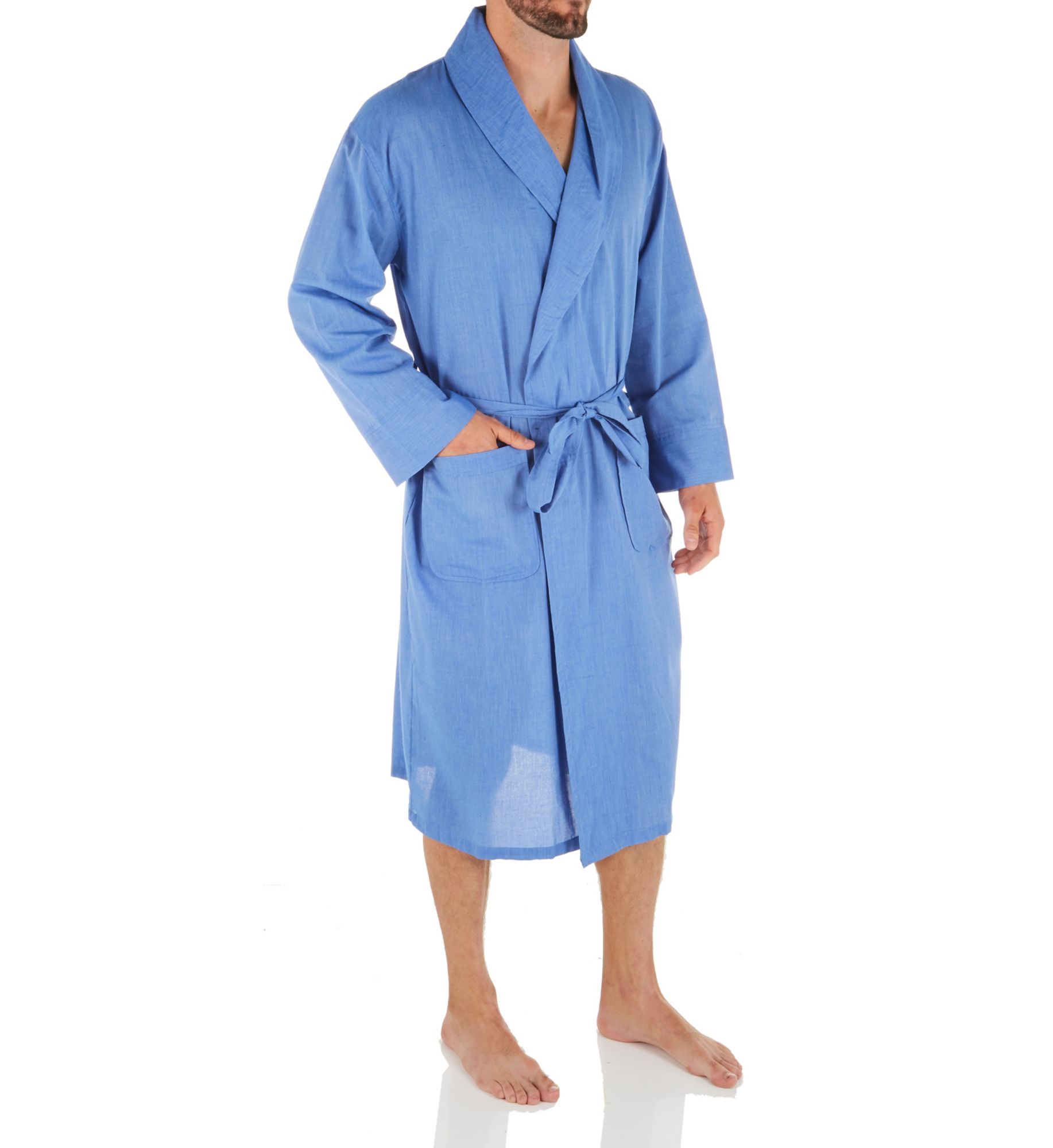 Hanes Men's Woven Shawl Robe in Blue (4204) | Size Medium/Large | HisRoom.com