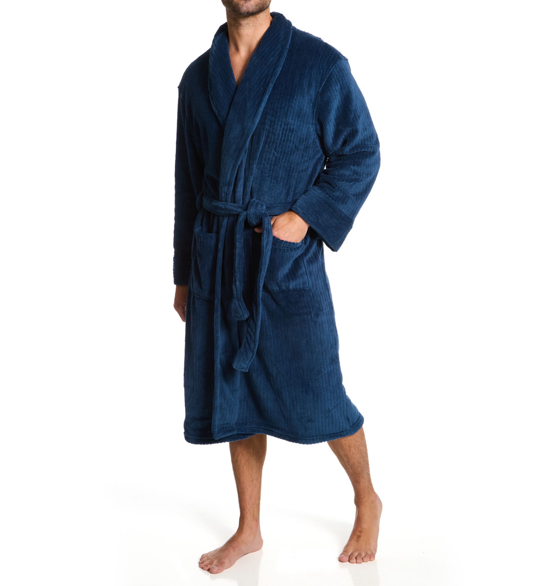 Hanes Men's Ultimate Plush Soft Touch Robe in Blue (4210) | HisRoom.com