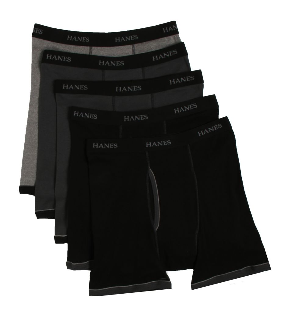 7694R5 - Hanes Classics Men's TAGLESS® Ringer Boxer Briefs with Comfort Flex®  Waistband 5-Pack
