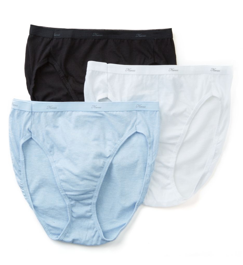 Hanes D43L Cotton Hi Cut Panties 3 Pack (Assorted 8) eBay