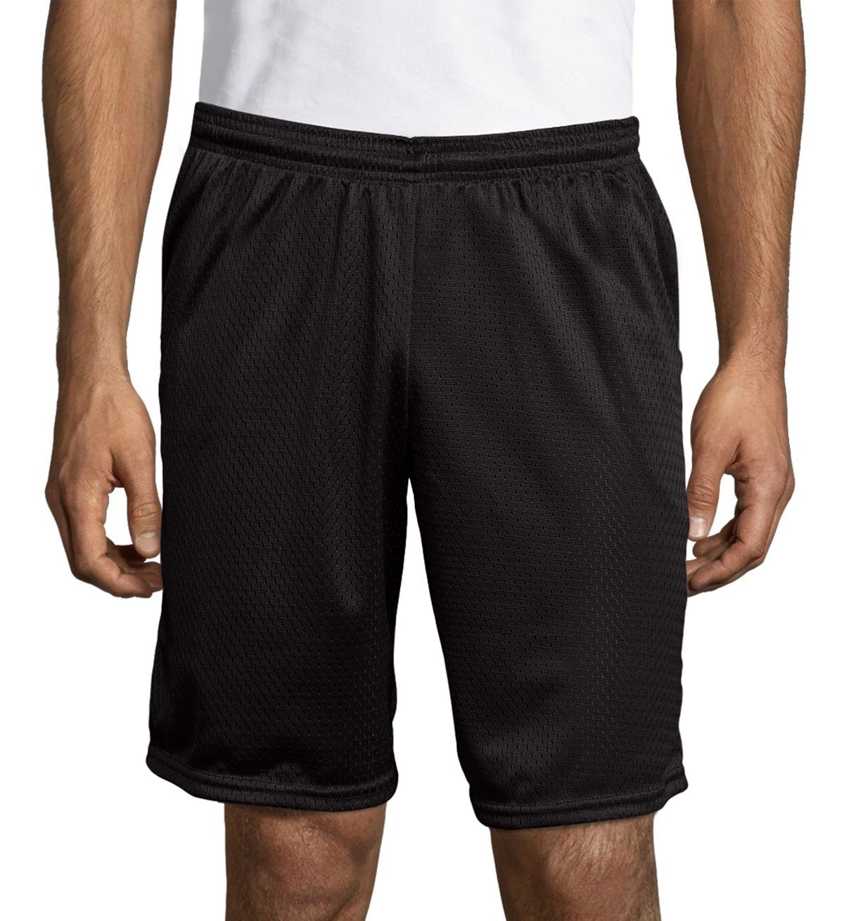 Hanes Men's Mesh Athletic Shorts With Pockets in Black (O5142) | Size Medium | HisRoom.com