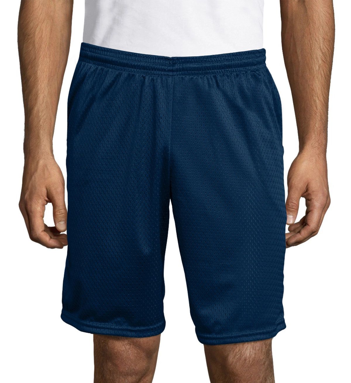 Hanes Men's Mesh Athletic Shorts With Pockets in Blue (O5142) | Size Medium | HisRoom.com