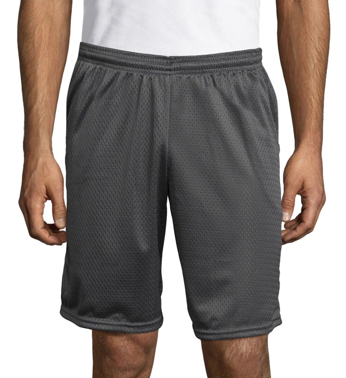 Hanes Men's Mesh Athletic Shorts With Pockets in Gray (O5142) | Size XL | HisRoom.com