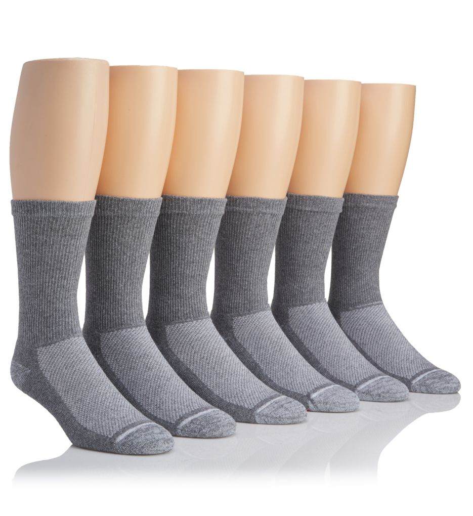 Hanes UL126 XTemp Comfort Cool Grey Crew Socks 6 Pack (Grey O/S) eBay