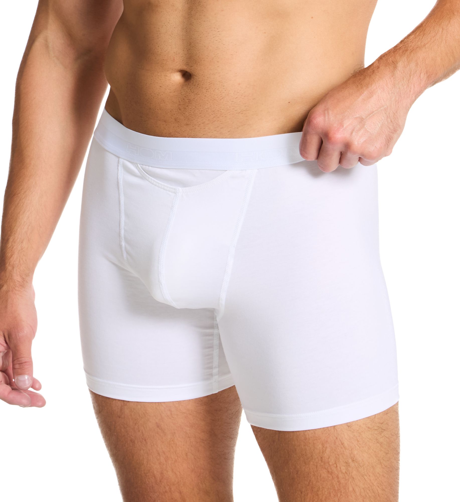 HOM Men's HO1 Supportive Pouch Long Leg Boxer Brief in White (359519) | Size Medium | HisRoom.com