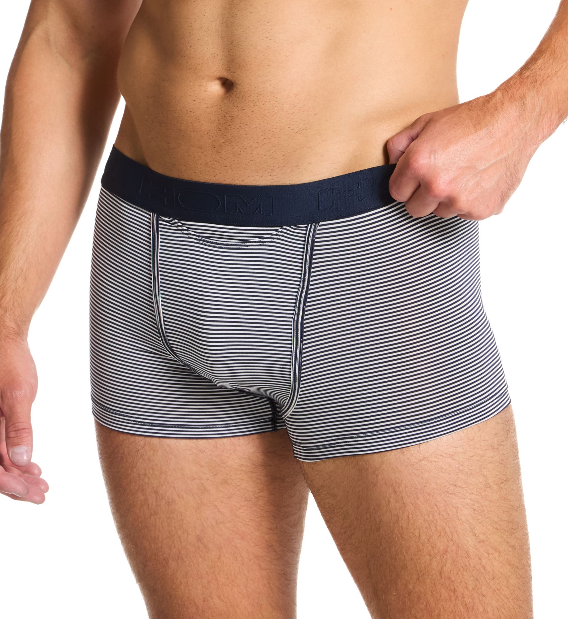 HOM Men's Simon H01 Pouch Striped Trunk in Blue (359850) | Size Medium | HisRoom.com
