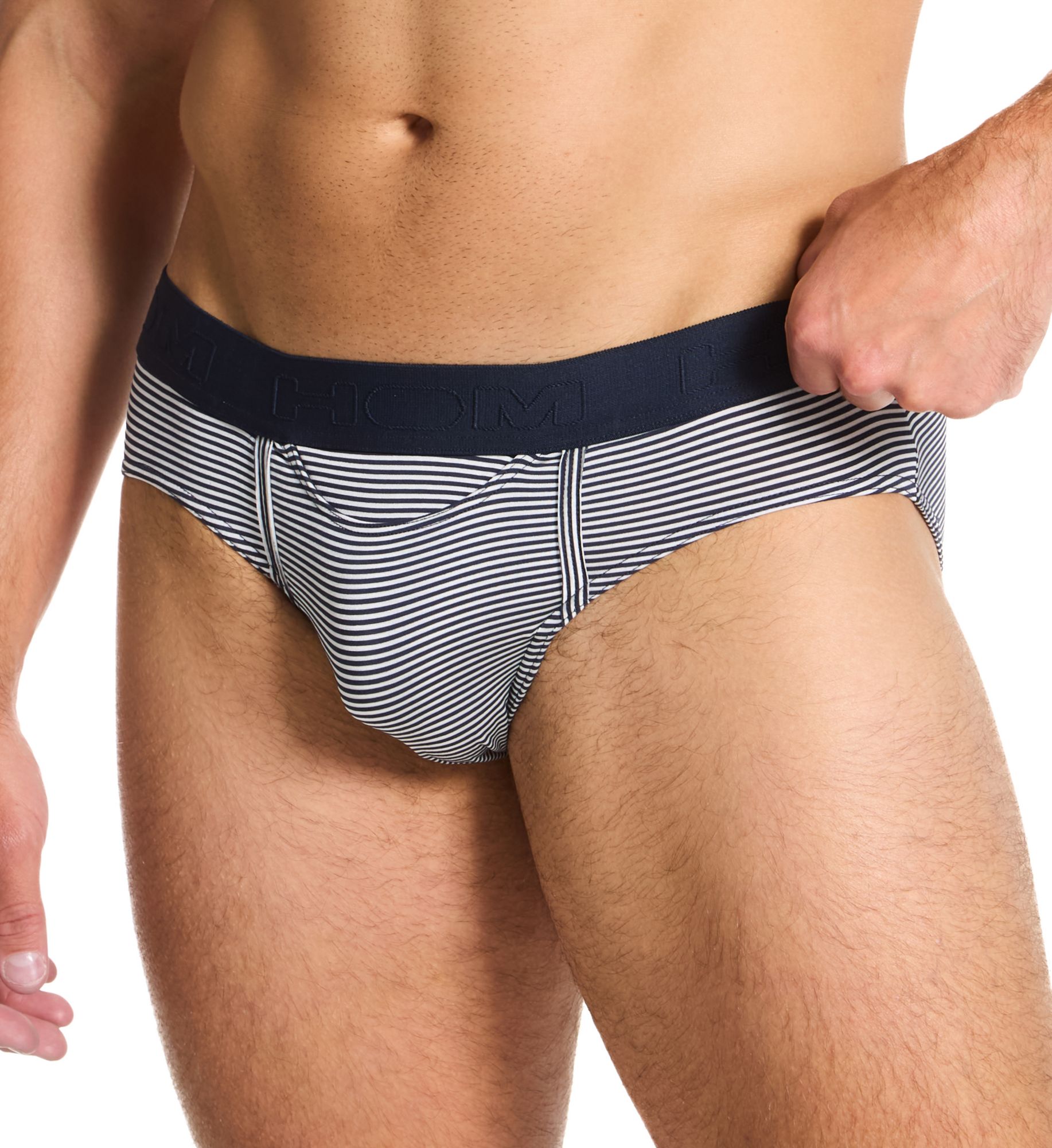 HOM Men's Simon HO-1 Striped Mini Brief in Blue (359852) | Size Medium | HisRoom.com